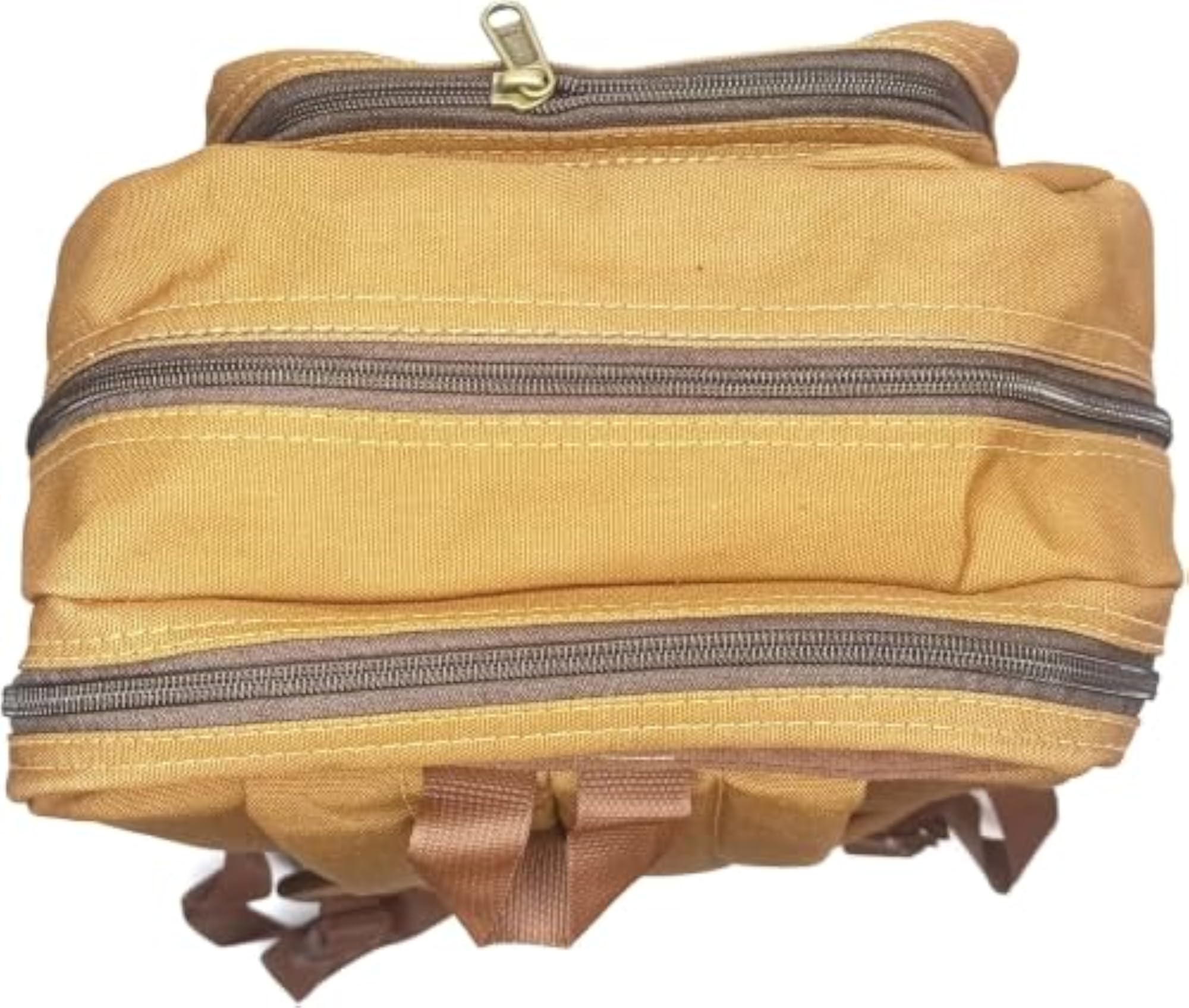 Brown Casual Backpack with Multiple Zipper Compartments