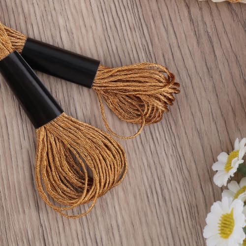 Image of Gosknor 6 Skeins Embroidery Threads, Metallic Embroidery Floss | Polyester Friendship Bracelet Cross Stitch Thread Embroidery Floss for Sewing Making Yarn Craft String Art Supplies (Bronze)