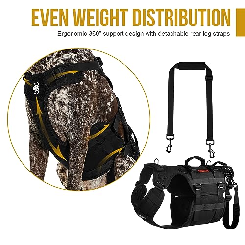 Image of OneTigris Dog Lift Harness for Large Dogs, Dog Hip Support Brace, Full Body Lifter with Handles Invictus Multifunctional Mobility Assistance Vest for Back Legs (Black, Small)