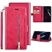 Produktbild Hülle Kompatibel mit Samsung Galaxy A51 Ledertasche Brieftasche PU Leder Handyhülle,QPOLLY Reißverschluss Magnet Klappbar Geldbörse Schutzhülle mit 9 Kartenhalter Standfunktion,Rose rot