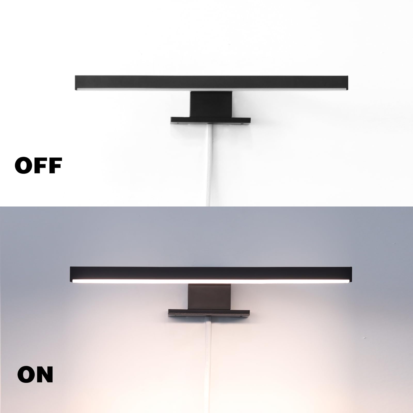 DEELUX Lámpara de Espejo Baño Con Interruptor táctil,Luz LED para espejo regulable (55 a 550 lm) 5w 30cm,Blanco Neutro 4000K LED Armario Lámpara Luz de Pared,IP44 230V Aplique de Baño Espejo,Negro
