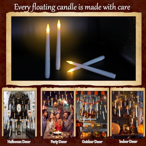 Image of Enido 24 Pc Flickering Flameless Taper with Magic Wand Remote for Parties Christmas Decoration, Home Decor Battery Operated Candles LED Candles with 3D Flame Windle Candles
