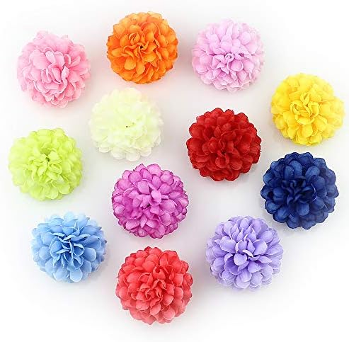Flower Head in Bulk Wholesale for Crafts Silk Carnation Artificial Pompom Mini Hydrangea Party Home Wedding Decoration DIY Fake Wreaths Festival Decor 30pcs 5cm (Colorful)