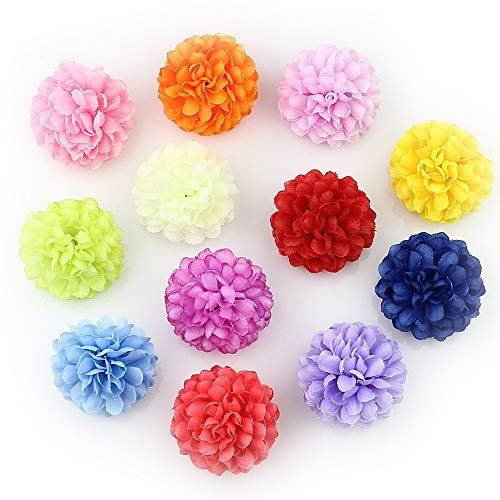 Flower Head in Bulk Wholesale for Crafts Silk Carnation Artificial Pompom Mini Hydrangea Party Home Wedding Decoration DIY Fake Wreaths Festival Decor 30pcs 5cm (Colorful)