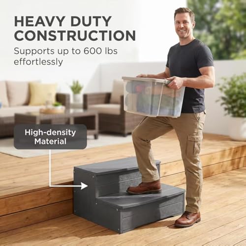 Image of Hot Tub Steps Gray, Outdoor 2 Steps, Heavy Duty Steps for Hot Tubs, Spa, Deck & Above Ground Pools for Easy Access,Durable Weather-Resistant Indoor /Outdoor Use (Grey)