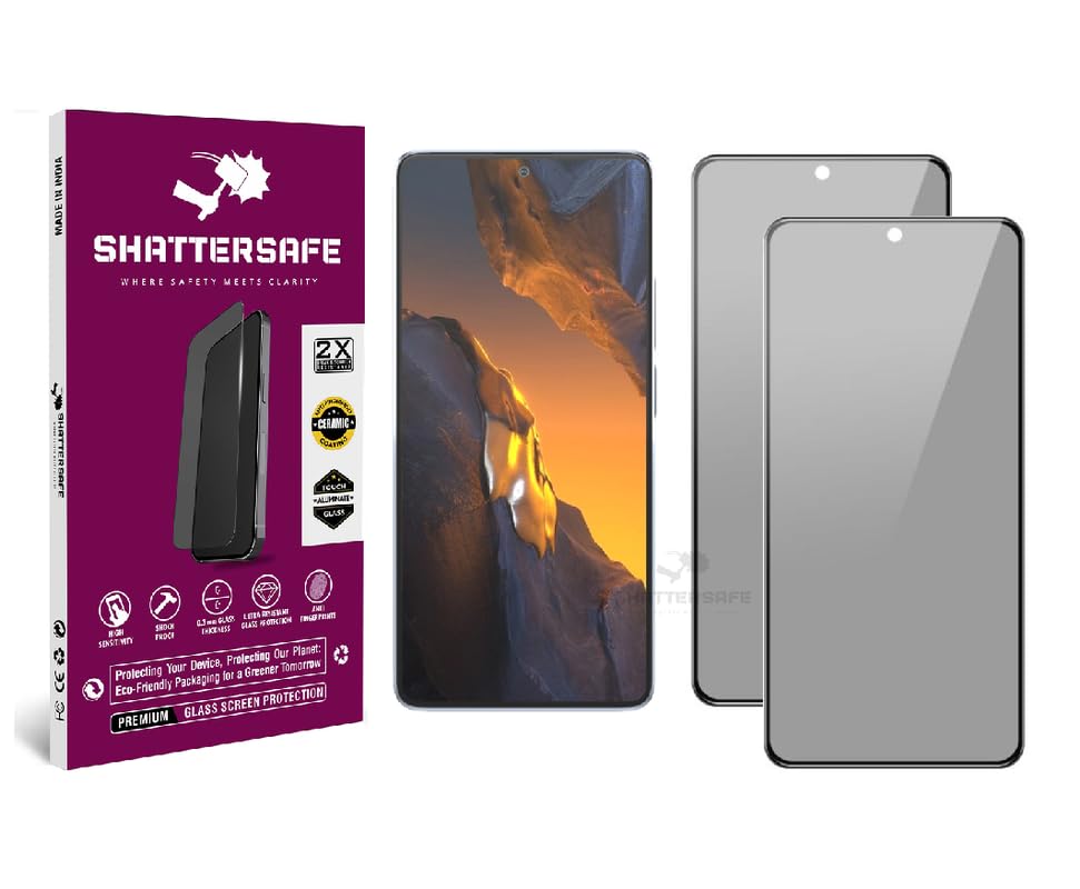 Image of Anti-Spy Privacy Tempered Glass Compatible For Poco F5 / F5 Pro [Pack of 2]. 9H Hardness, Anti-Scratch, Edge-to-Edge Protection With Easy Installation Kit & Case Friendly Fit.