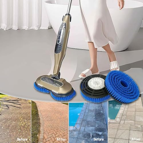 Image of S7001 Upgraded Mop Pad Replacement Brush Heads for Shark Steam Mop S8201 /S7000Series Pads | Professional Cleaning and Polishing | for Tile Floors Grout Deep Cleaning Hard Floors (Blue)