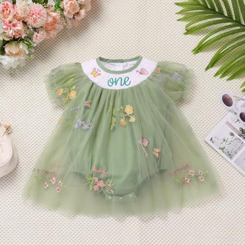 IMEKIS Baby Girls 1st Birthday Outfit Romper Dress Strawberry Floral Smocked Dress Cake Smash Photo Shoot2