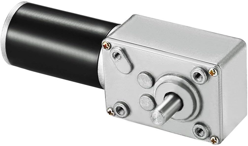 DC 12V 10RPM 40Kg.cm 8mm Single Shaft Self-Locking Reversible Worm Gear Motor with Cable, High Torque Speed Reduction Motor, Turbine Electric Gearbox Motor