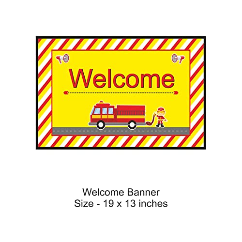 Image of PRETTY UR PARTY Fire Truck Party Decorations Kit - 80 Pcs Includes Banner,Balloons,Thank You,Centerpiece,Danglers,Fire Truck Birthday Party Supplies,Birthday Party Decor,Birthday Banner For Boys Kids