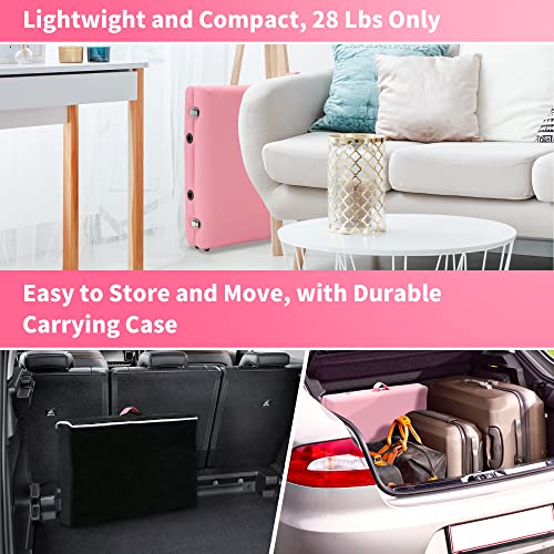 New Professional Massage Table Bed Portable, Lash Bed For Eyelash Extensions, Lightweight, 500 Lbs Load Capacity, Spa Salon Tattoo Esthetician Bed, 84” * 32”, Adjustable Heights, Carrying Bag, Pink #TOP5