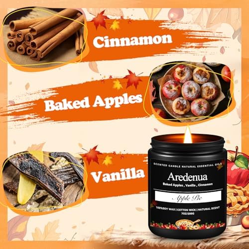 Apple Pie Candle – Christmas Scented Winter Candles, Warm Cinnamon & Baked Apple Aroma for Cozy Home Décor and Holiday G