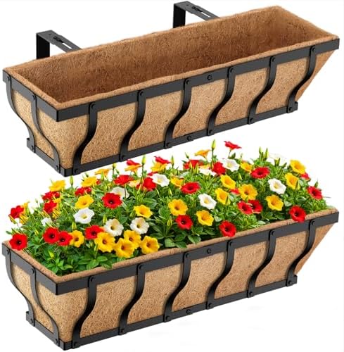 VOXOR Railing Planter Boxes, Heavy Duty Window Box Planters, Adju...