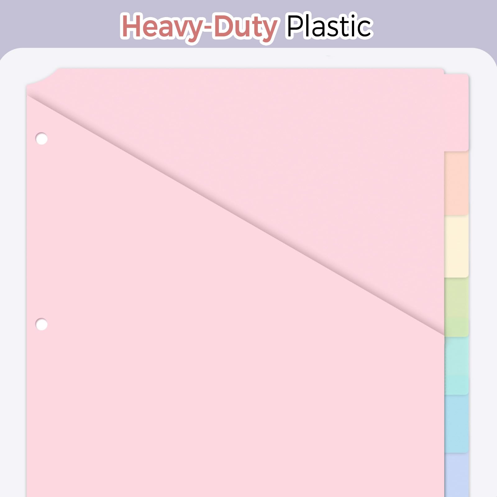 SKYDUE Pastel Binder Dividers with Pockets – 8-Tab Durable Plastic Dividers for 3-Ring Binder, Single Pocket File Organizers with Matching Label Stickers