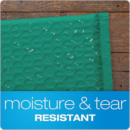 Image of Quality Park Bubble Mailers, 6 inch x 9 inch, Turquoise Poly Mailers, Padded Envelopes, Shipping Bags, Water Resistant, Self Seal, 50 Per Box (QUA85913)