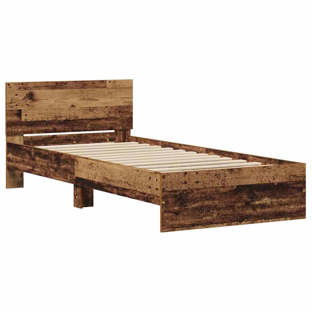 Marco de Cama con Cabecera de Madera Rústica 75 x 190 cm, Estructura Moderna y Resistente con Acabado Mate, Diseño Contemporáneo para Dormitorio, Fácil Ensamblaje