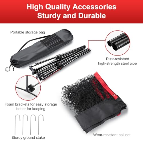 image for NEWBULIG Portable Badminton Net Set, 10FT/14FT/17FT Wide, Adjustable H