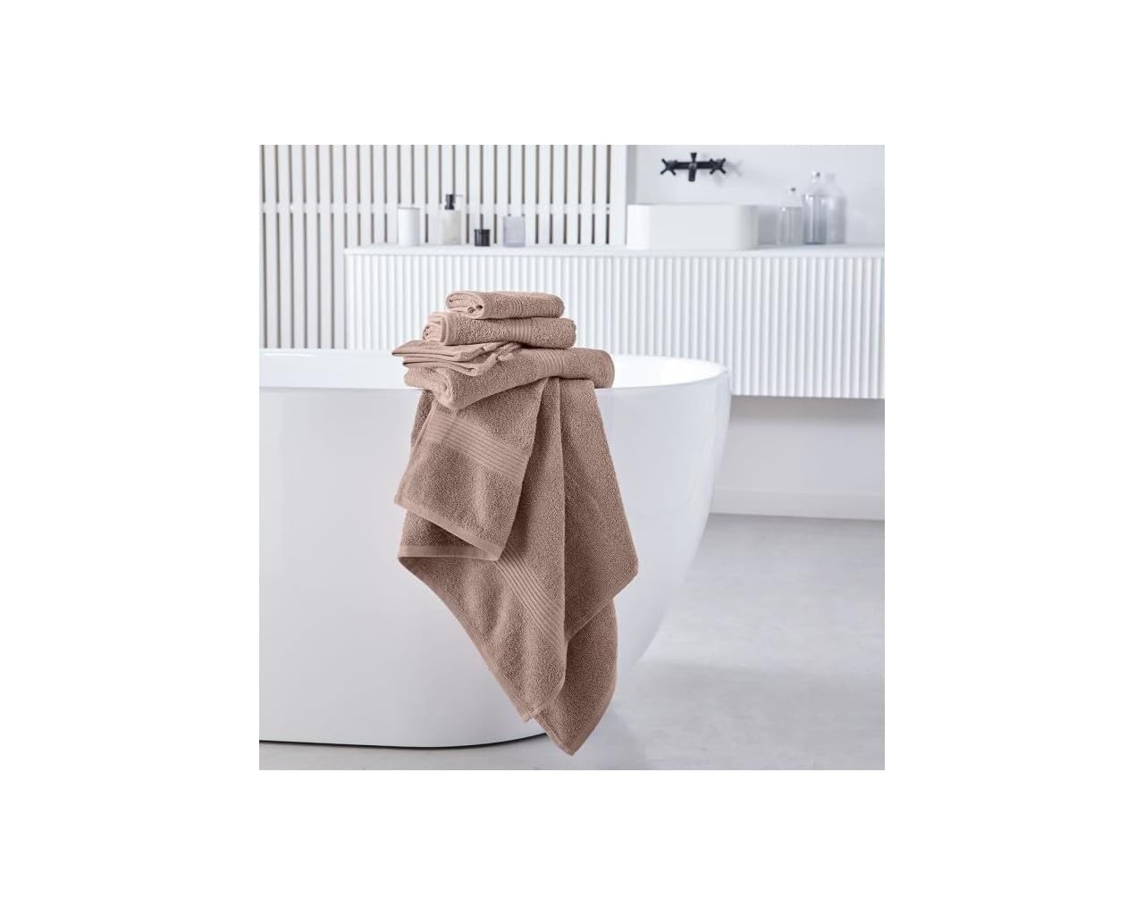 TODAY Essential Set Biancheria Bagno Terracotta: 2 Asciugamani 50x90 + 2 Lenzuola 70x130, 100% Cotone 450 GSM, Certificato Oeko-Tex - 5