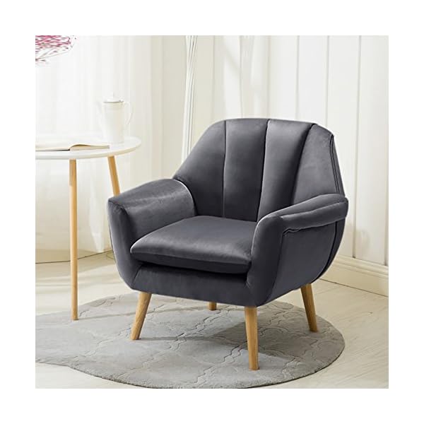 Warmiehomy Soft Velvet Armchair Upholstered Occasional Chair Lounge Accent Chair with Solid Wooden Legs - Image 5
