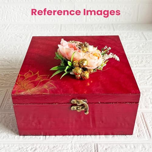 Image of ADIKALA Handmade Artificial Big Peonies 3 Flower Bunch for Trousseau Packing, Ready to use Flower Brooch Hamper for Decoration, Gift Wrapping Flowers (6, Peach)