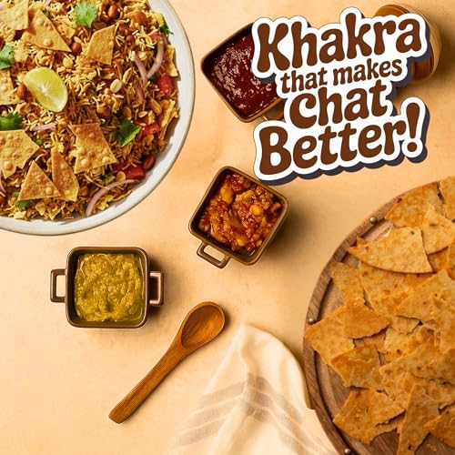 Image of JAWAI ROASTED WHOLE WHEAT Manchurian KHAKHRA COMBO KHAKRA- High Protein Healthy Snack, Diet-Friendly, Tea Time Snacks, Vacuum Packed Indian Snacks Pack of 4-200 Grams Each
