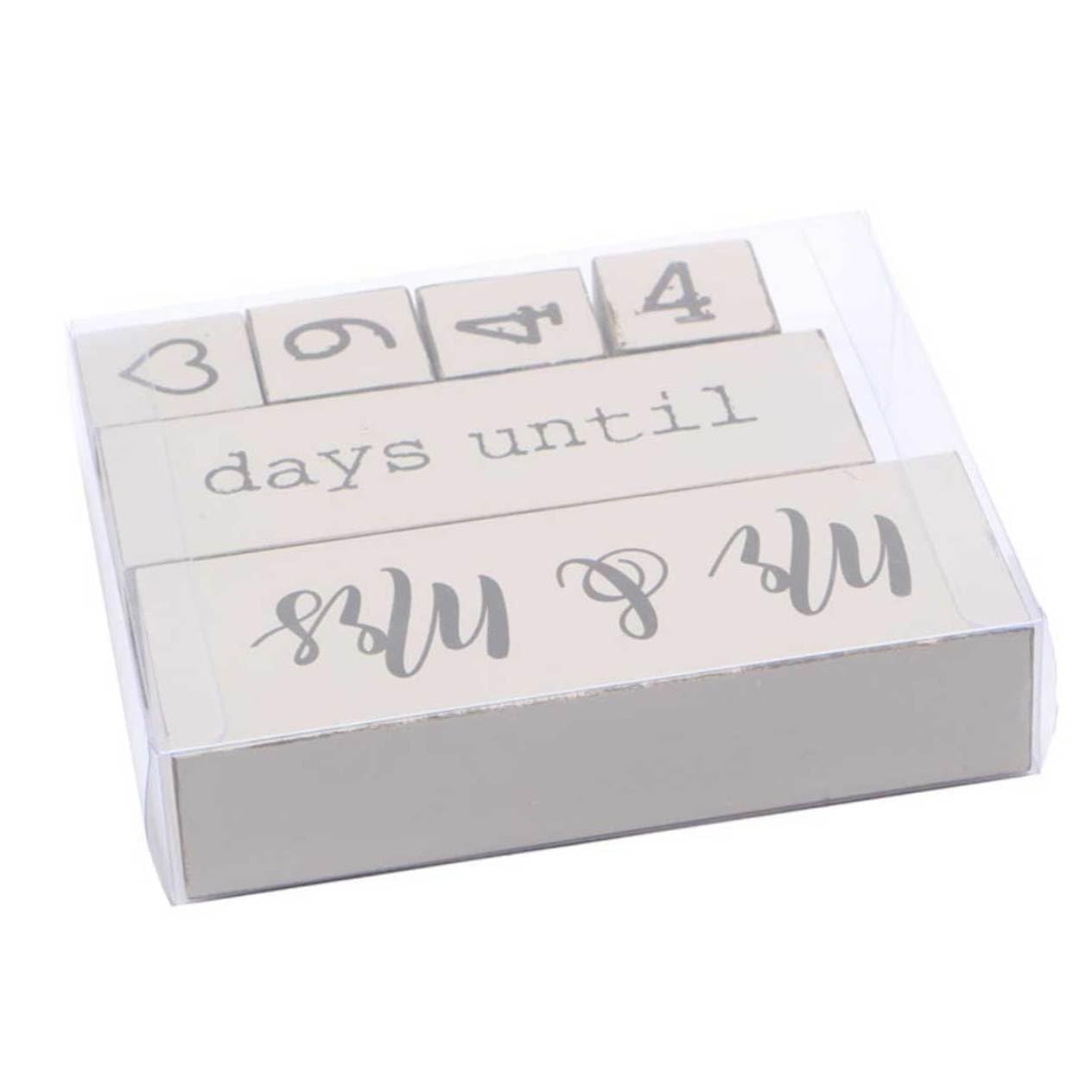 Calendario in Legno a Blocchi Conto alla Rovescia Matrimonio Decorazione da Tavolo Beige