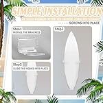 Yousoontic Surfboard Wall Mount Clear Acrylic Surf Board Display Indoor Wall Decor Vertical Surfboard Rack for Shortboards Fish Boards,and Funboards,Holds 50 Lbs - Image 5