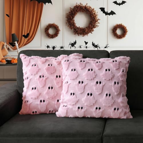 Pink Ghost Pillow Covers, 18 Inch, Set of 2