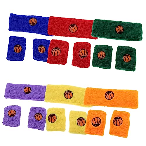 Balacoo 6 Sets Sports Wristbands and Headbands Elastic Sweatband for Boys Comfortable Breathable Athletic Bands for Running Basketball Volleyball