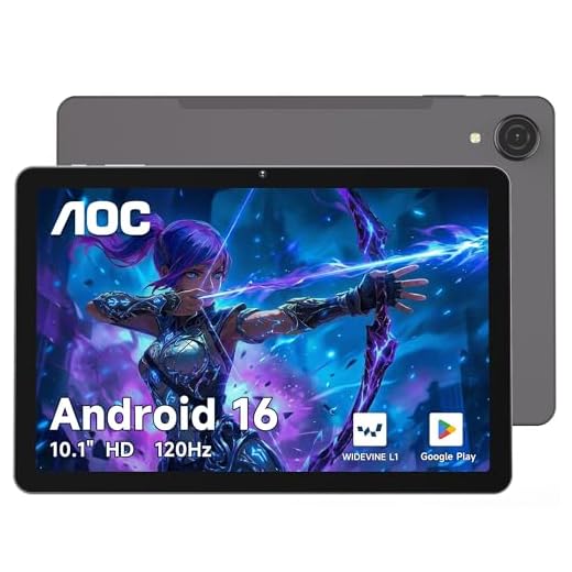 AOC 10.1 inch Android Tablet, Android 16 System, 120Hz Ultra-Smooth Display, 4GB RAM 128GB ROM (1TB Expandable), Octa-Core Processor, Widevine L1 for HD Streaming, Face Unlock, Slim Metal Body, GPS