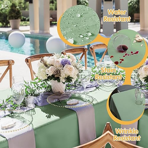 Image of BRILLMAX 10 Pack Sage Green Tablecloths 60x102 Inch for 6ft Rectangle Table | 150 GSM Polyester Fabric, 15 inch Standard Drop, Water, Stain & Wrinkle Resistant Cloth Cover for Wedding Reception Banquet Party