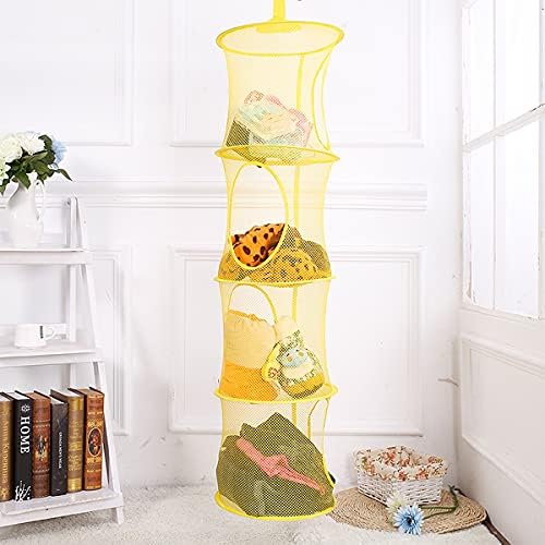 DBAILY 4pcs Hanging Mesh Storage Basket Chest Small Toy Box Collapsible Network Toy Storage Hanging Bag Basket Organizer for Kids Bathroom Wall Balcony Wardrobe Travel Outdoor Kitchen
