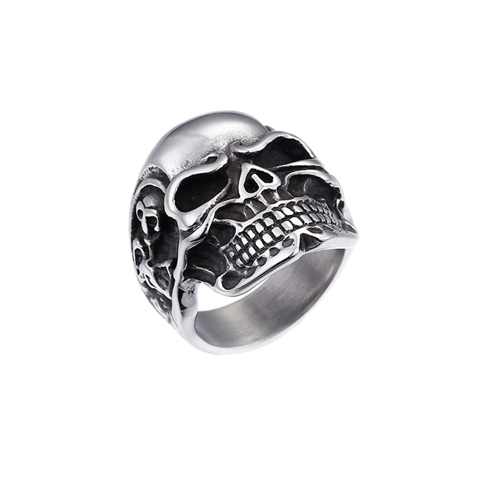 Homxi Anillos Goticos Anillo Punk Hombre,Anillo Calavera Anillo Vikingo Hombre Acero Inoxidable Plata