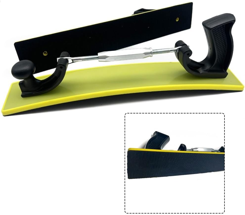 Rectangular Vacuum Sanding Board 70x420mm, Hand Push Polishing Pad with Flexible Back Car Putty Ash Planing, Yellow Black ABS Tool
