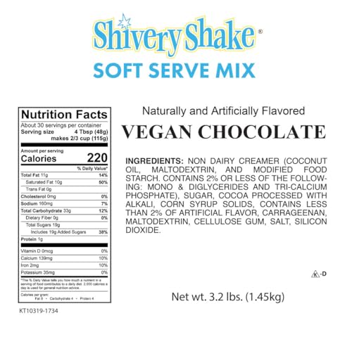 Shivery Shake Soft Serve Ice Cream Mix, 3 x 3.2 lb case, Vegan Chocolate - Thumbnail 2