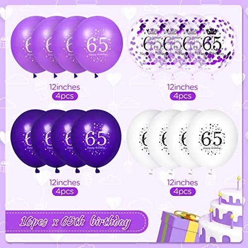 65Th Purple Birthday Balloons Decorations, 16Pcs Purple White Happy 65Th Birthday Confetti Latex Balloons For Women Men 65Th Birthday Party Wedding Anniversary Indoor Outdoor Party Supplies,12 Inch #TOP5