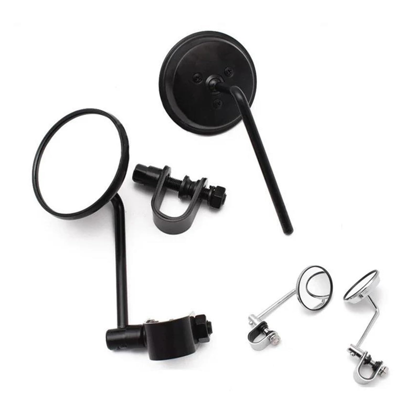 retrovisori moto Per Specchietti Motociclette Pinza Universale Scooter Strada Bici Sportive Stile Rotondo Piccolo(Black)