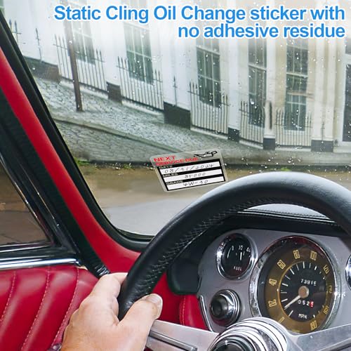 Image of for Oil Change Sticker Static Cling, Clear Stickers 120 Pcs 2 inchx 2 inch Next Service Due Sticker for Windshield, Easy to Peel with No Residue for Car Auto Vehicle Window (Red)