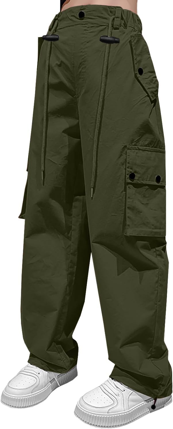 HENGAO Girls Drawstring Cargo Pants Casual Y2K Parachute Pants 5-14 Years - Image 7