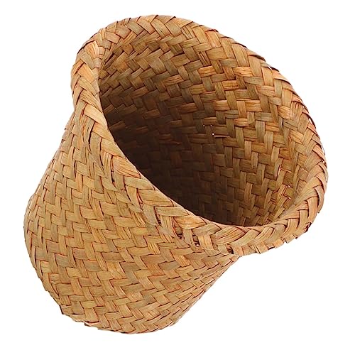 FONDOTIN Bote De Basura Tejido Papelera De Cocina Cestas Cubo De Compost Cocina Canasta De Ratán Mimbre Pequeño Bote De Basura Contenedor De Reciclaje Desperdiciar Simple