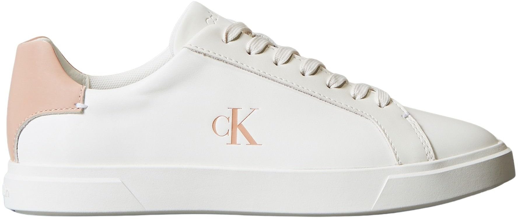 Calvin Klein Women’s Low Pro Leather Cupsole Trainers, White (Lily White/Tuscany), 8.5