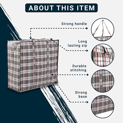 Zuvo Large Laundry Bags with Zip (5-Pack) - Waterproof, Durable, Reusable Storage Solution for Packing, Better than Moving Boxes, 60x50x25 cm - Image 4