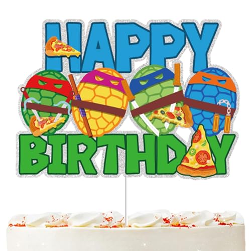 Turtle Cake Topper Anime Hero Cake Decor Turtle Weapon Birthday Decorations for Boys Girls
