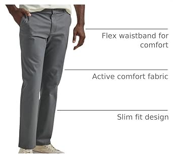 Lee Men's Extreme Motion Flat Front Slim Straight Pant