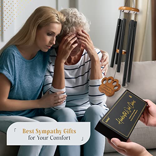 Soulthink Pet Memorial Wind Chime - Dog Memorial Gifts For Loss Of Dog Sympathy Gift With Poem Card, Pet Loss Bereavement Gifts In Memory Of Dog Cat (Midnight Black) #TOP1