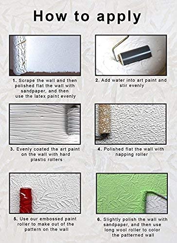 Image of YMS Floss Rose Pattern Rubber Roller with Handle, DIY Painting Tool Household Wall Art for Home Decoration (7 inch, Blue /Red)
