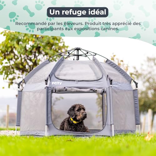 Parc pour Chien pliable 150x100 cm avec tapis et toit UV amovible PETY - 7