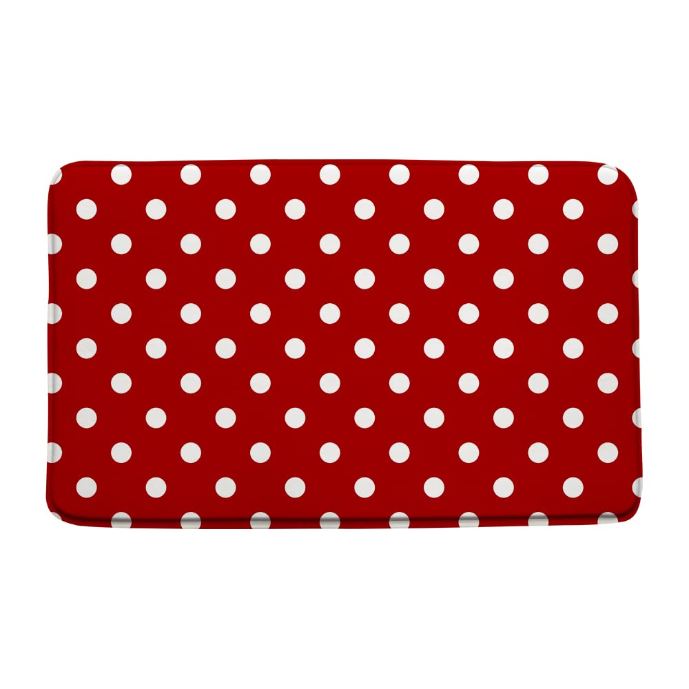 CCXTCZ Polka Dot Bath Mat Vintage Round Cute White Circular Geometric Pattern Full Print Red Background Hippie Funny Simple Bathroom Kitchen Rugs,