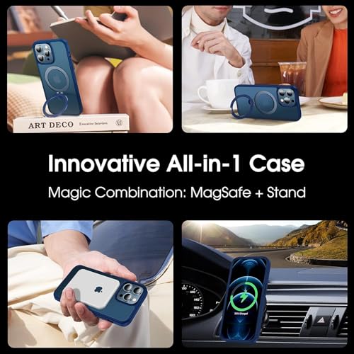 Image of iPhone 12 Pro Max Magsafe Stand Case | Matte Design & 360 Protection | Military-Grade Apple iPhone 12 Pro Max Cover | Ultra Premium - Blue