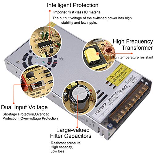 Eagwell New Version Dc 12V 30A Power Supply 360W Universal Regulated Switching Ac To Dc Converter Ac110V/220V (Smps) Transformer Driver Adapter For Led Strip Light, Cctv Camera Security System, Radio #TOP2